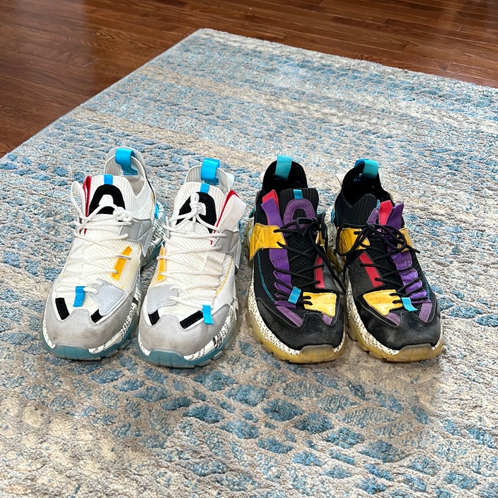 Pair of two sneakers, 80s retro style